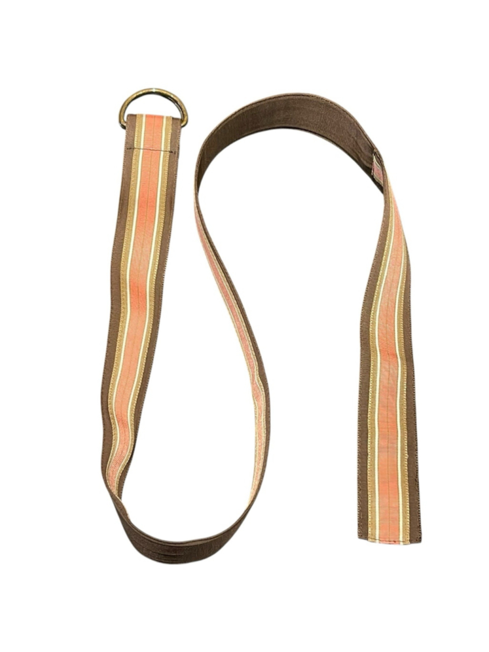 J.Crew S/M Double D-Ring Ribbon Striped Belt Pink White Beige Tan 40.5”L Y2K